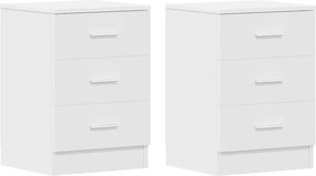 vidaXL Κομοδίνα 2 τεμ. Λευκά 38 x 35 x 56 εκ. από Επεξ. Ξύλο