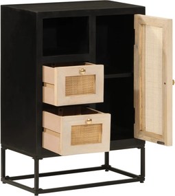 vidaXL Ντουλάπι Μαύρο 55x30x76 εκ. από Μασίφ Ξύλο Μάνγκο και Σίδηρο