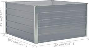 vidaXL Ζαρντινιέρα Ψηλή Γκρι 100 x 100 x 45 εκ. Γαλβανισμένος Χάλυβας