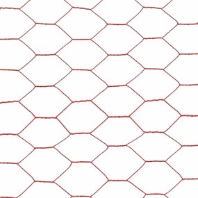 vidaXL Συρματόπλεγμα Εξάγωνο Κόκκινο 25x1 μ. Ατσάλι με Επικάλυψη PVC