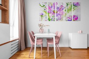Εικόνα 5 μερών μοντέρνα ζωγραφισμένα καλοκαιρινά λουλούδια - 200x100
