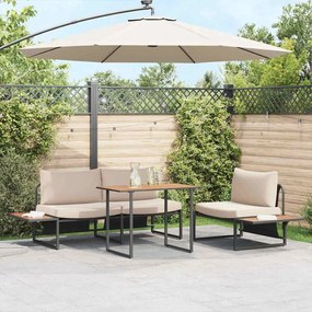vidaXL Τραπέζι Κήπου Καφέ 100x55x70 εκ., από DPC και χάλυβα