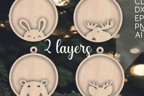 Σετ των 3 Intra απο ξύλο plywood 3mm-4mm πάχος 3D Χριστουγεννιάτικες ετικέτες Στολίδι Δίασταση 8x8 cm INTRAFABR-107021729