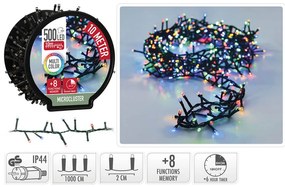 500 Φωτάκια LED - 10 Μέτρα + 3 Μέτρα σύνδεσης , Kανονική Διάταξη, με χειριστήριο, 8 προγράμματα, Πράσινο καλώδιο PVC - Πολύχρωμο