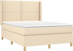 vidaXL Κρεβάτι Boxspring με Στρώμα Κρεμ 140x190 εκ. Υφασμάτινο