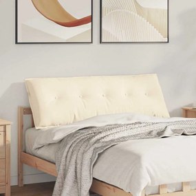 vidaXL Μαξιλάρι Πλάτης Κρεμ 140 x 50 cm Υφασμάτινο Κορντουρά