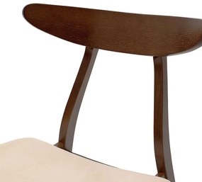 Καρέκλα Orlean pakoworld μασίφ ξύλο rubber wood χρώμα καρυδί με μπεζ ύφασμα