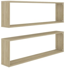 vidaXL Ράφια Κύβοι Τοίχου 2 τεμ. Sonoma Δρυς 100x15x30 εκ. Επεξ. Ξύλο