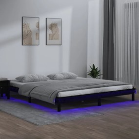 Πλαίσιο Κρεβατιού LED Μαύρο 150x200 εκ. King Size Μασίφ Ξύλο - Μαύρο