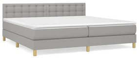 Κρεβάτι Boxspring με Στρώμα Ανοιχτό Γκρι 200x200 εκ. Υφασμάτινο - Γκρι