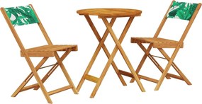 vidaXL Σετ Επίπλων Bistro 3 τεμ. Σχέδιο Φύλλων Ύφασμα/Μασίφ Πεύκου