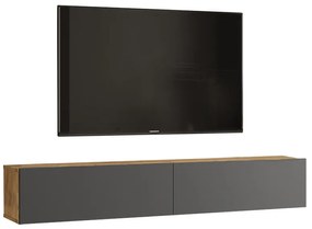 Έπιπλο τηλεόρασης επιτοίχιο Dello pakoworld ανθρακί-sonoma 180x31.6x29.6εκ