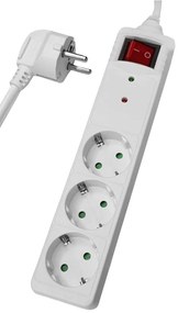 POWERTECH πολύπριζο ασφαλείας PT-879, 3x schuko, 16A, 1.5m, λευκό