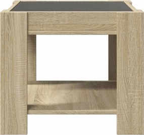 vidaXL Τραπεζάκι Σαλονιού με LED Δρυς 53x53x45 εκ. Επεξεργασμένο Ξύλο