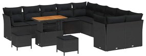 vidaXL Σετ Καναπέ Κήπου 13 pcs Μαύρο συνθετικό ρατάν