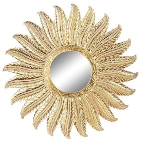 Τοίχο καθρέφτη DKD Home Decor Χρυσό Φτερά Ινδός Μαρινάτος 90 x 3 x 90 cm