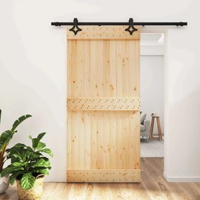 vidaXL Συρόμενη Πόρτα Φυσικό και Μαύρο 100 x 210 cm