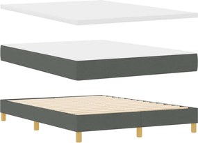 vidaXL LED Κρεβάτι με βάθρο Σκούρο Γκρι 140 x 200 cm ύφασμα