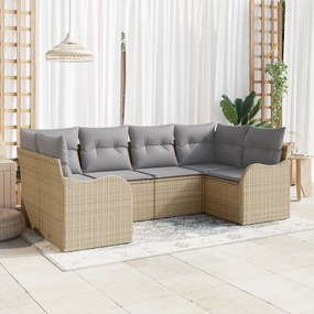 vidaXL Σετ Καναπέ Κήπου 6 Τεμαχίων με Μαξιλάρια Μπεζ Πολυ Ρατάν