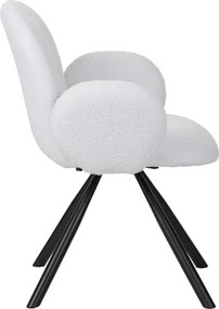 Πολυθρόνα Garzele Inart λευκό μπουκλέ ύφασμα-πόδι μαύρο μέταλλο 68x66x82.5εκ