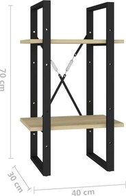 vidaXL Βιβλιοθήκη με 2 Ράφια Sonoma Δρυς 40 x 30 x 70 εκ. Επεξ. Ξύλο