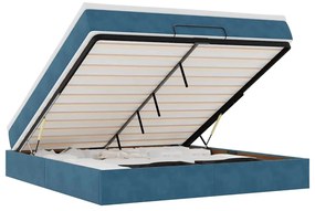 vidaXL Οθωμανικό κρεβάτι με στρώμα σκούρο μπλε 180x200cm Velvet