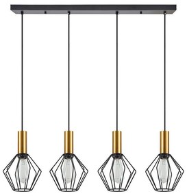 Φωτιστικό Οροφής - Ράγα Adept Tube 77-8623 87x20x300cm 4xE27 60W Black-Gold Homelighting