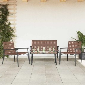 vidaXL Σέτ φαγητού για κήπο 4 pcs Καφέ συνθετικό ρατάν