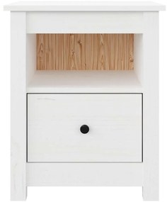 vidaXL Κομοδίνο Λευκό 40 x 35 x 49 εκ. από Μασίφ Ξύλο Πεύκου