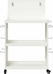 vidaXL Καρότσι εργαλείων Λευκό 65 x 35 x 111 εκ Ψυχρής έλασης χάλυβας