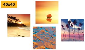 Σετ εικόνων θάλασσα και παραλία σε ενδιαφέροντα χρώματα - 4x 60x60