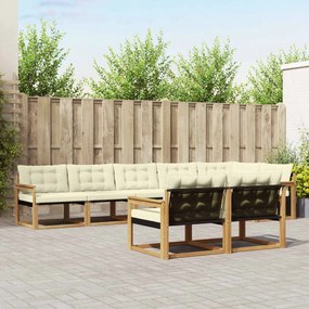 vidaXL Σειρά Καναπέ Εξωτερικού με μαξιλάρι 8 pcs Λευκό και Κρεμ