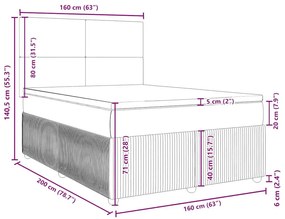 Κρεβάτι Boxspring με Στρώμα Μαύρο 160x200 εκ. Υφασμάτινο - Μαύρο