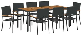 vidaXL ΣΕΤ ΤΡΑΠΕΖΑΡΙΑΣ ΚΗΠΟΥ 9 pcs Μαύρο, Καφέ 190 x 90 x 75 cm