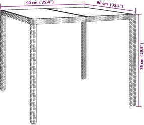 vidaXL Τραπέζι Κήπου Λευκό 90 x 90 x 75 cm συνθετικό ρατάν