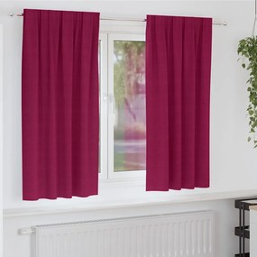vidaXL Κουρτίνες Μαύρης Ύφανσης με Δαχτυλίδια 2 pcs Κόκκινο