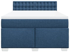 vidaXL Κρεβάτι Boxspring με Στρώμα Μπλε 160x200 εκ. Υφασμάτινο