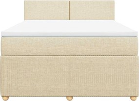 vidaXL Κρεβάτι Boxspring με Στρώμα Κρεμ 140x190 εκ. Υφασμάτινο
