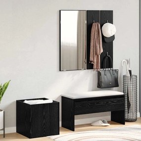 vidaXL Σετ επίπλων χωλ με καθρέφτη 5 pcs Μαύρη βελανιδιά και Ασημένιο