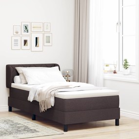 vidaXL Κρεβάτι με Στρώμα Dark Brown 100x200 cm Υφάσματος