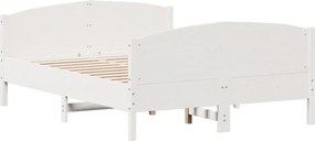 vidaXL Σκελετός Κρεβ. Χωρίς Στρώμα Λευκό 140x190 εκ Μασίφ Πεύκο