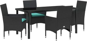 vidaXL Σετ τραπεζιού και καρέκλας 5 pcs Μαύρο Ράτα PE