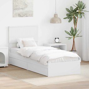 vidaXL Κρεβάτι Αποθήκης Λευκό 75 x 190 cm Επεξεργασμένο ξύλο