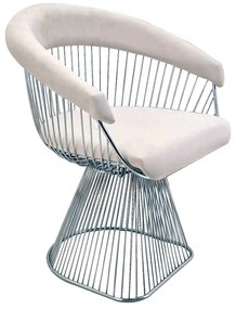 Artekko BrauXalt Πολυθρόνα Μεταλλική Inox με Κάθισμα Λευκό (68x57x75)cm Artekko 783-0135