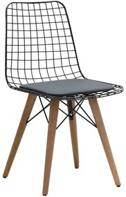 Καρέκλα Edric 190-000052 45x50,5x80cm Walnut-Black Μέταλλο,Τεχνόδερμα,Ξύλο