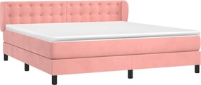 vidaXL Κρεβάτι Boxspring με Στρώμα Ροζ 160x200 εκ. Βελούδινο