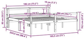 Κρεβάτι Ηλικιωμένου με Κεφαλάρι 180x200 εκ. Μασίφ Ξύλο Πεύκου - Καφέ