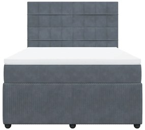 vidaXL Κρεβάτι Boxspring με Στρώμα Σκούρο Γκρι 140x200 εκ. Βελούδινο