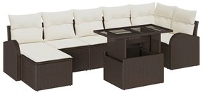 vidaXL σετ καναπέ κήπου  8 κομματιών με μαξιλάρια καφέ από πολυσινθétique