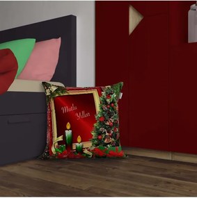 Διακοσμητική μαξιλαροθήκη με 3d ψηφιακή εκτύπωση θεματική για Πρωτοχρονιά Κόκκινο